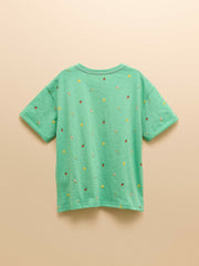 Fundays Green Printed T-Shirt
