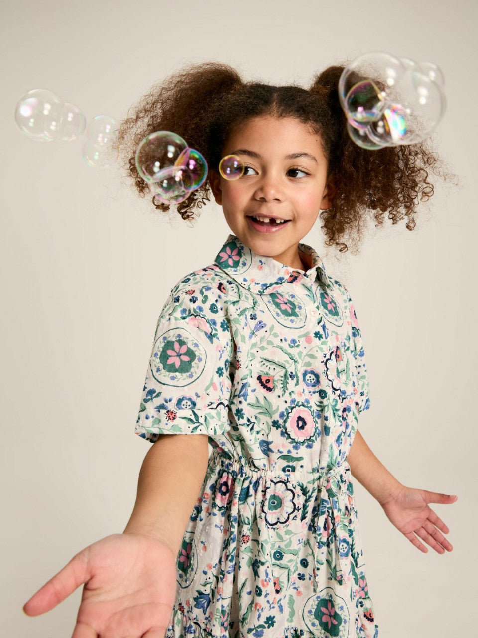 Summer Pink / Green Textured Shirt Dress