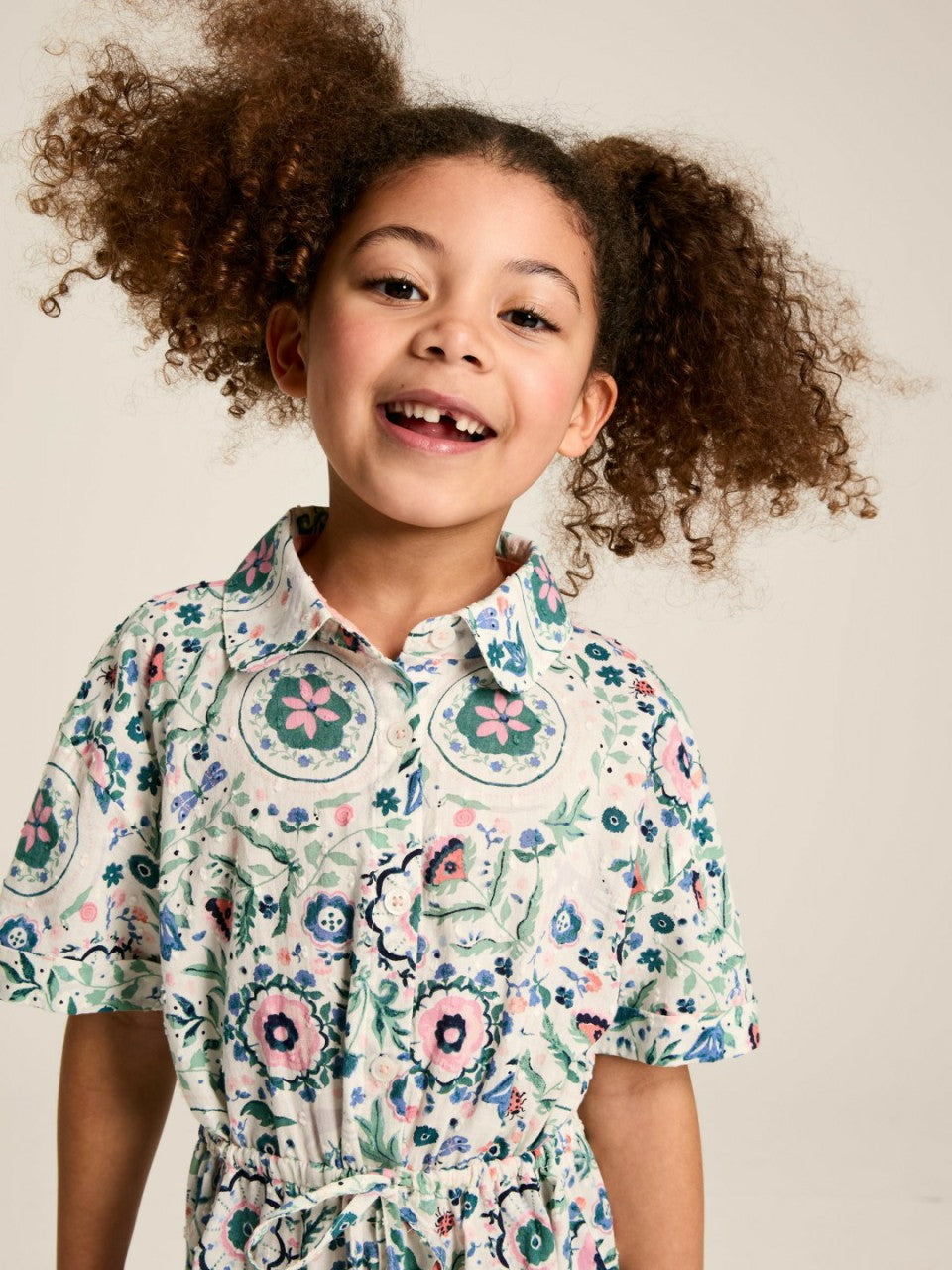 Summer Pink / Green Textured Shirt Dress