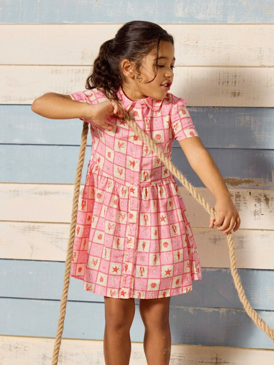 Isabella Pink Printed Short Sleeve Shirt Dress