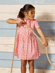 Isabella Pink Printed Short Sleeve Shirt Dress