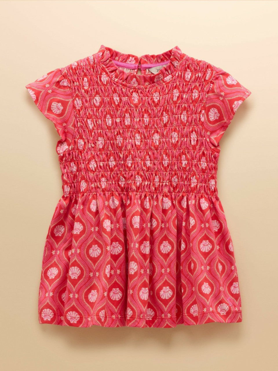 Gracie Pink Shirred Short Sleeve Top