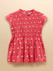 Gracie Pink Shirred Short Sleeve Top