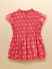 Gracie Pink Shirred Short Sleeve Top