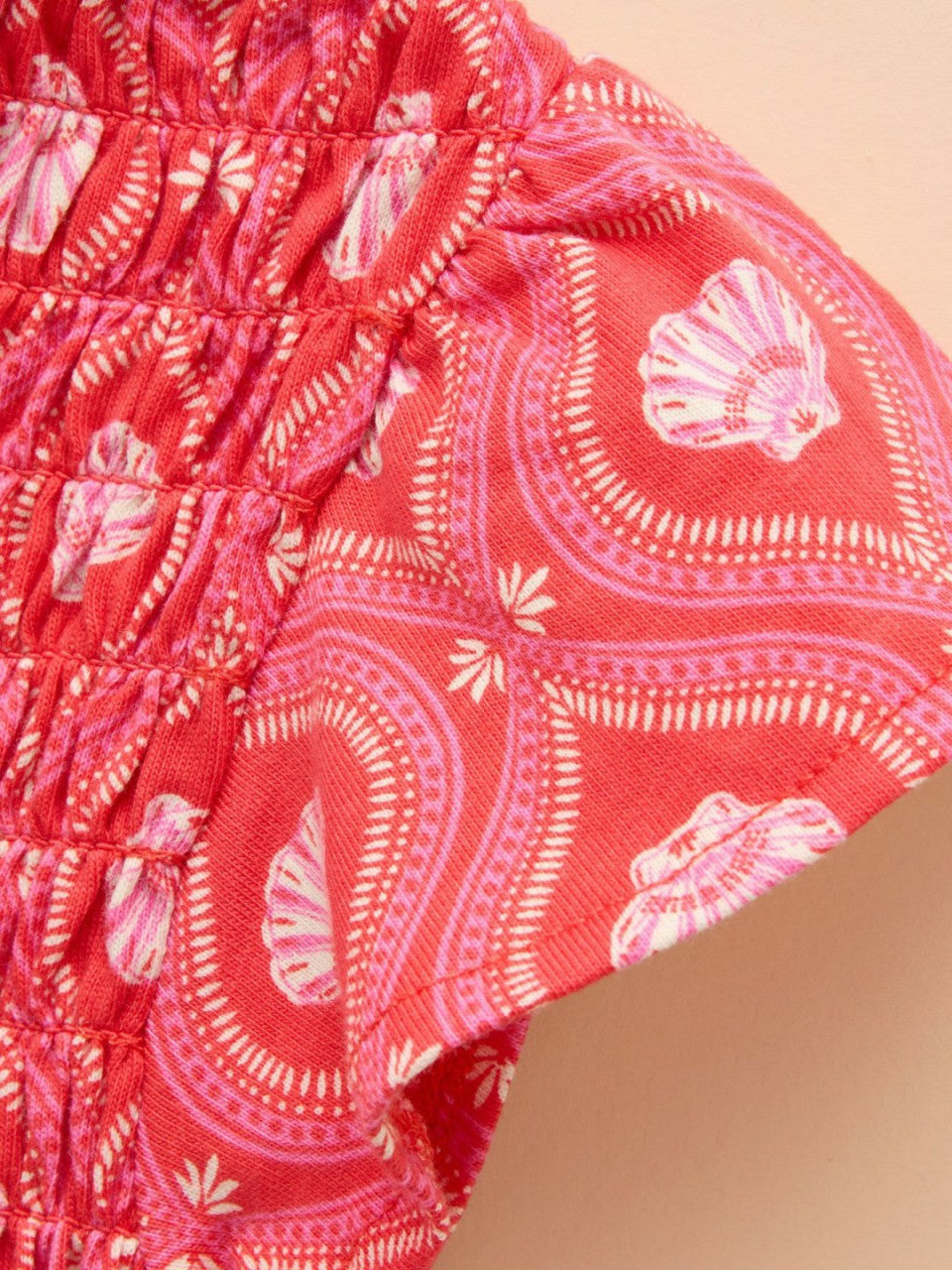 Gracie Pink Shirred Short Sleeve Top