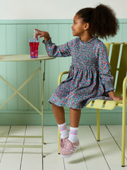 Gracie Blue Floral Printed Jersey Dress