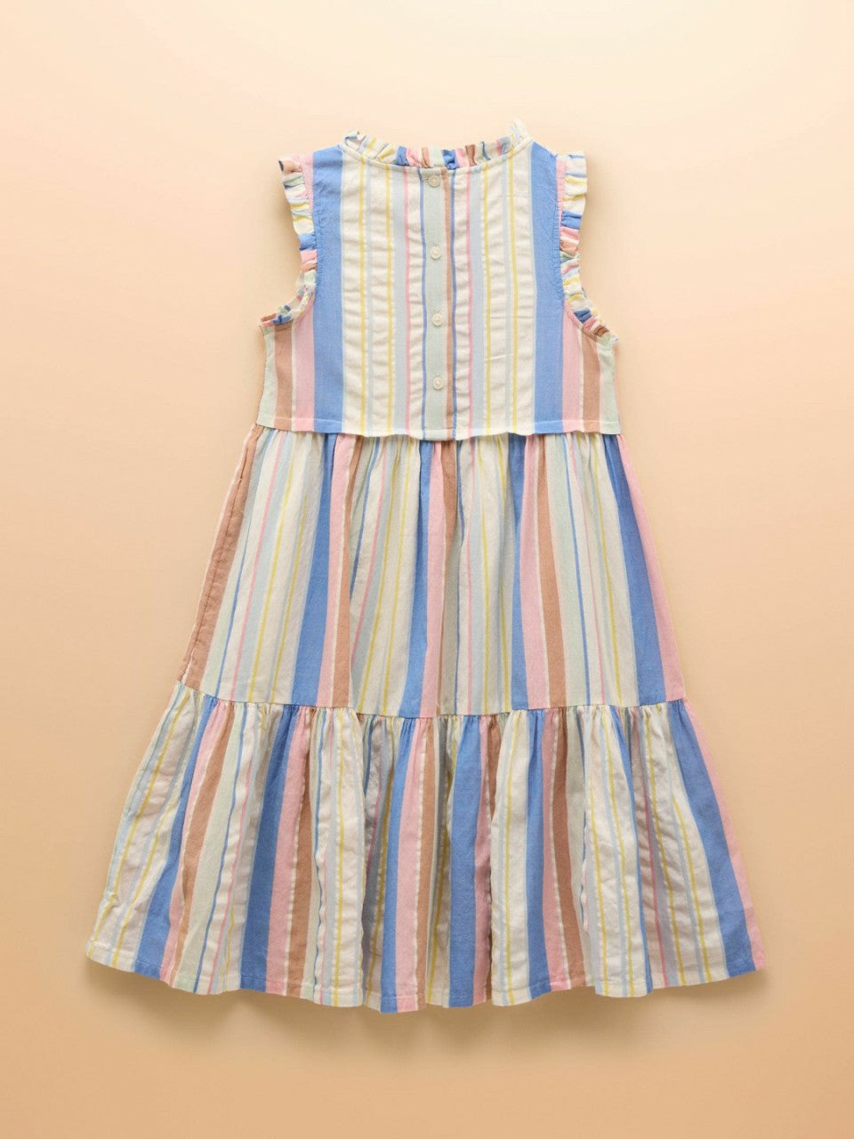 Poppie Blue & Pink Woven Midi Dress