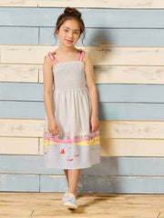 Pretty As A Picture Blue Woven Bow Tie Dress