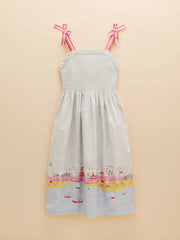 Pretty As A Picture Blue Woven Bow Tie Dress