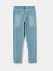 Trot Light Wash Blue Jersey Denim Jodphur-Style Leggings
