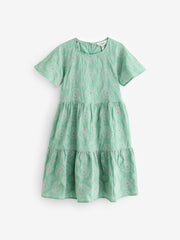 Sunshine Green Tiered Woven Dress