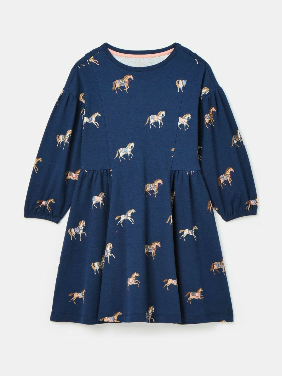 Aubrey Navy Blue Horse Print Jersey Dress