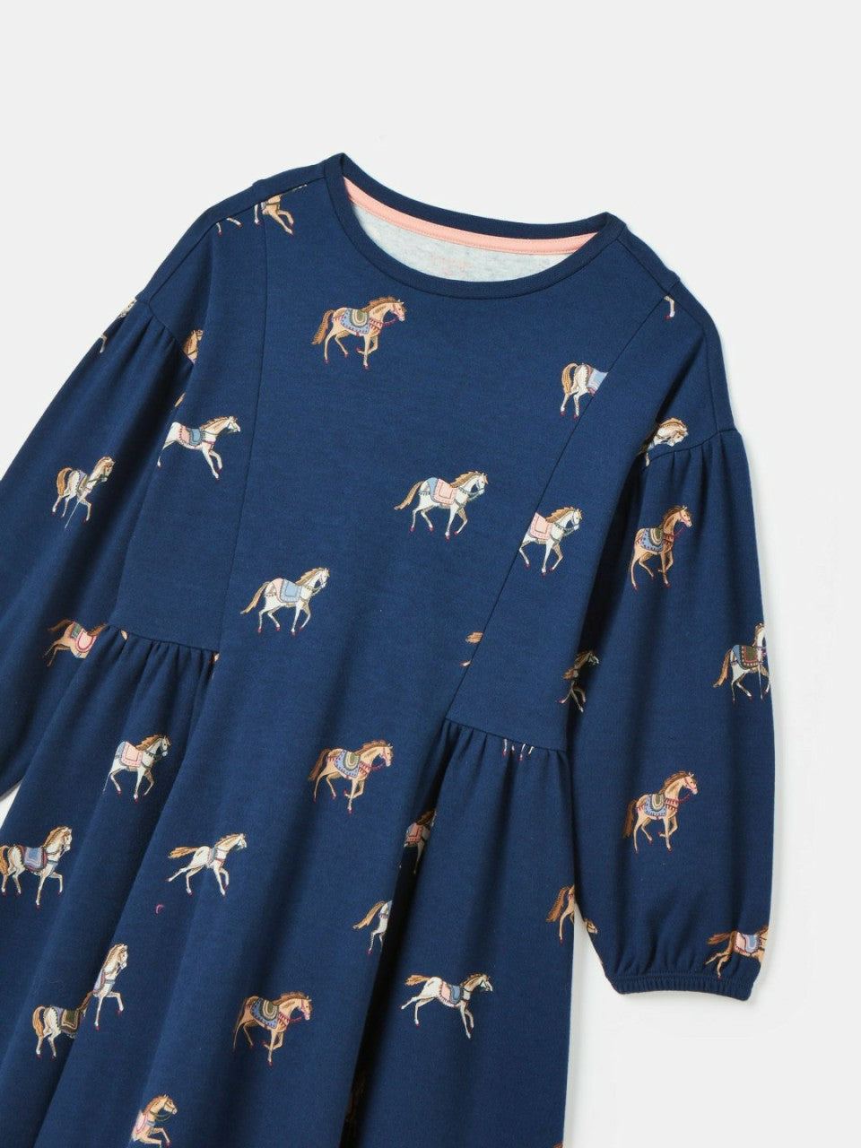 Aubrey Navy Blue Horse Print Jersey Dress