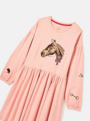 Aubrey Pink Horse Jersey Dress